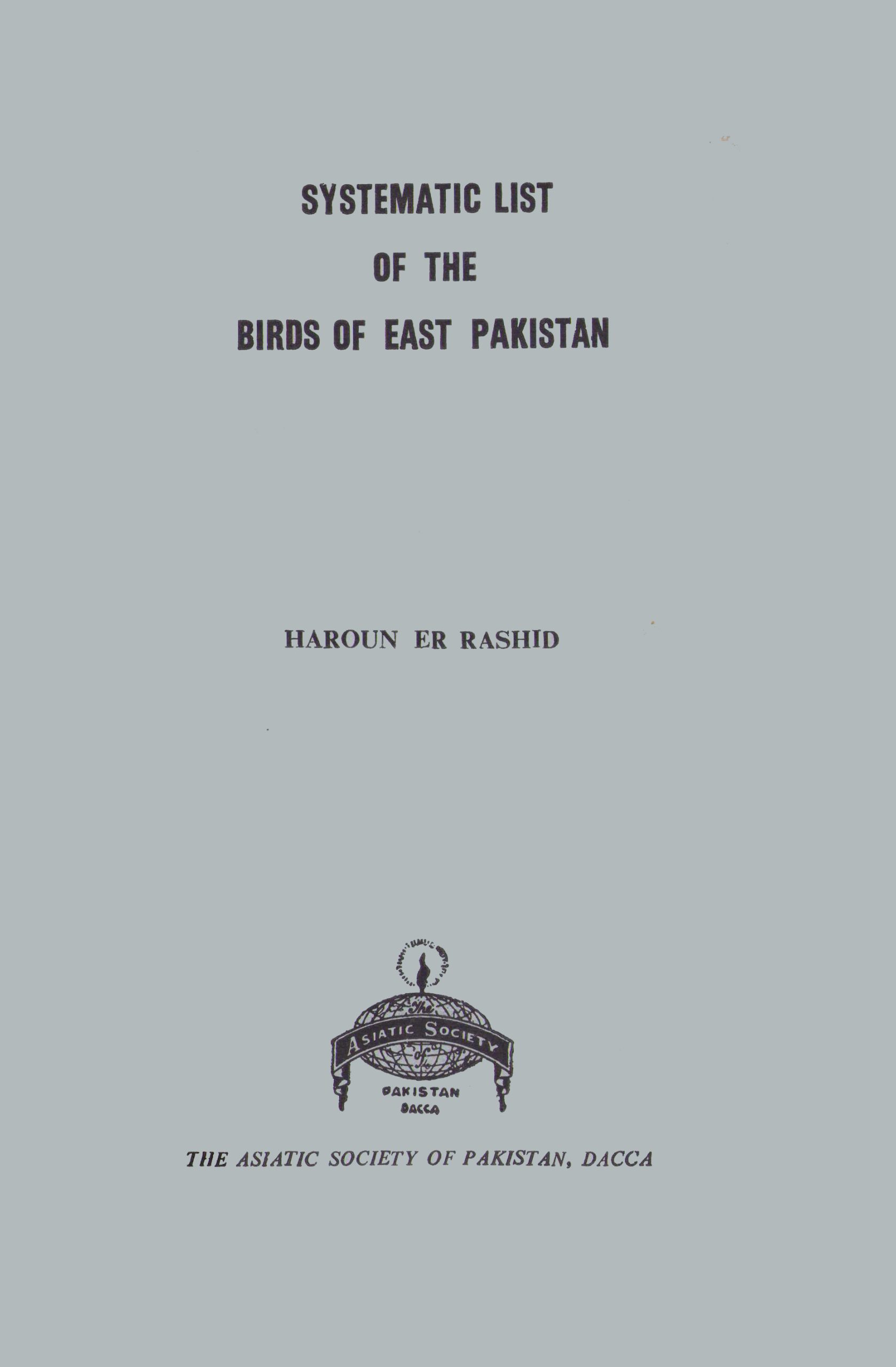 ASBP_024_Systematic List of the Birds of East Pakistan by Haroun-Er-Rashid (1967)